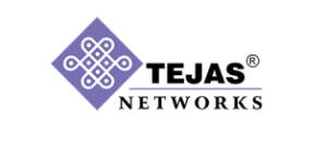 Tejas Networks logo with purple diamond knot icon.