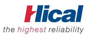 Hical logo with a red H and blue text featuring the tagline the highest reliability.