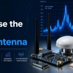Smartcom India showing RF antenna hardware, spectrum waves, and selection criteria for telecom, defence, and IoT
