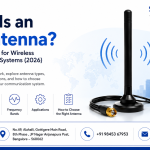 RF antenna guide illustrating radio frequency antenna working principle, wireless communication systems, antenna types, and RF engineering solutions by Smartcom India.