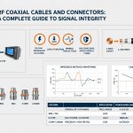RF coaxial cable construction, connector types including SMA, N-type, and BNC, impedance waveforms, attenuation curves, and a technical specification table.